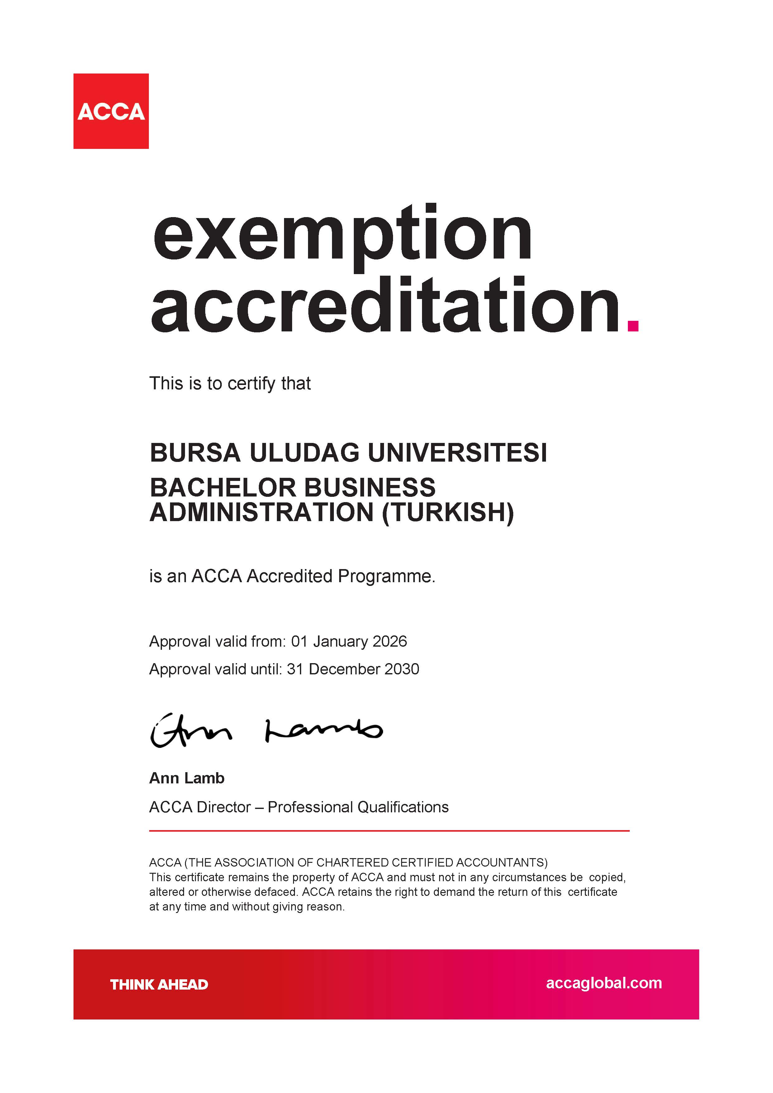 ACCA Akreditasyonu ve Muafiyet Olanakları